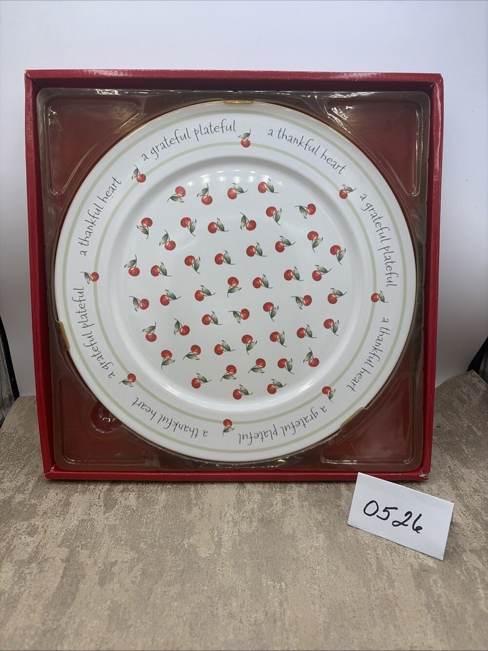 Hallmark Appreciation Grateful Thankful Heart Plate Cherry Cherries 12 in NIB